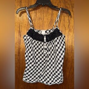 Women’s PacSun Lilu Black and White Gingham Spaghetti Strap Camisole Tank Top